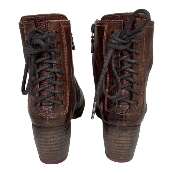 Bed Stu Xena Ankle Booties 6 Brown Leather Distressed Heel Lace Back Rustic - Picture 3 of 7